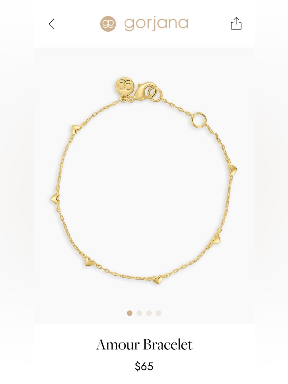 NWT Gorjana Amour Heart Accent Chain Bracelet